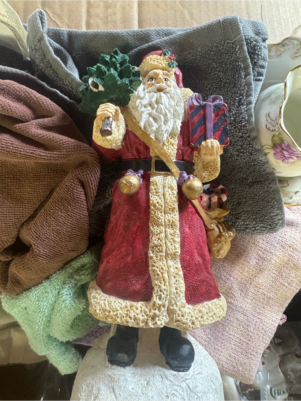 Holiday Santa Figurine in Red and Gold - Unbranded